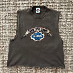 Harley-Davidson Big Island Kona Hawaii Brown Muscle Tank Men's L Made USA